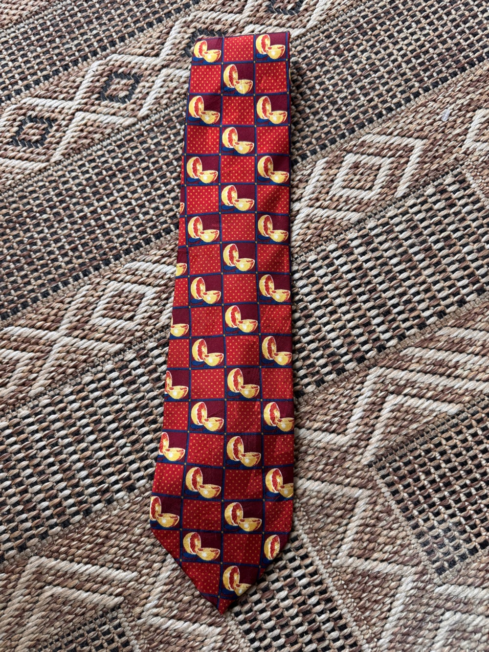 ERMENEGILDO ZEGNA Silk Tie Grapefruit Polka Dot Print
